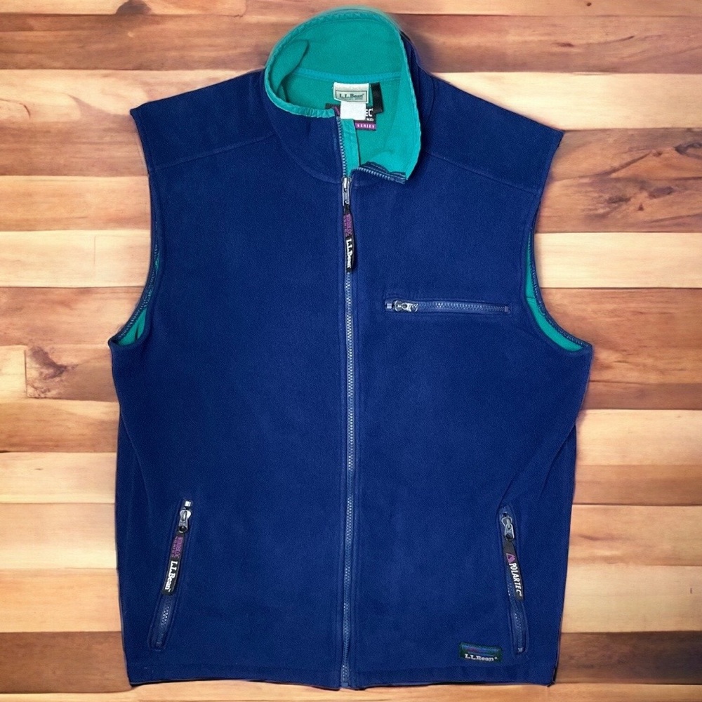 Vintage LL Bean Full Zip Polartec Fleece Vest Windblock Series Blue M